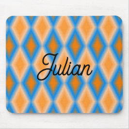 Mousepad Forma de diamante azul laranja gradiente monograma