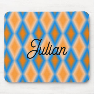 Mousepad Forma de diamante azul laranja gradiente monograma