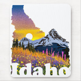 Mousepad Forma de Idaho com montanhas e flores silvestres
