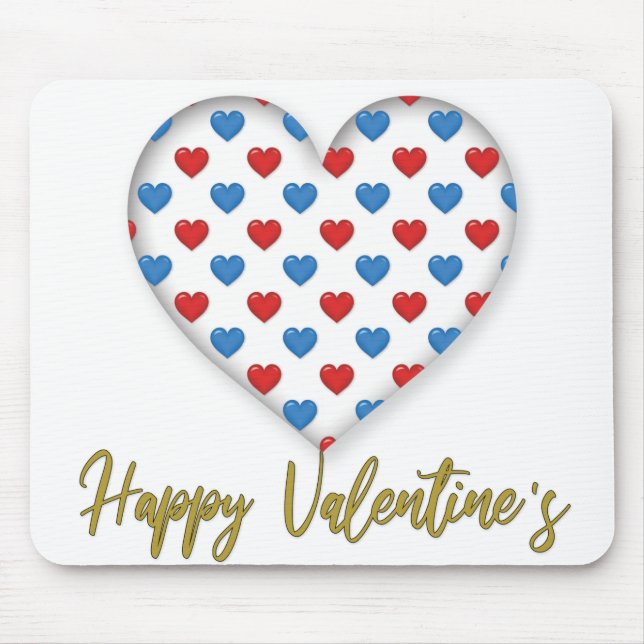 Mousepad Forma do Coração Elegante Vermelho e Azul (Frente)