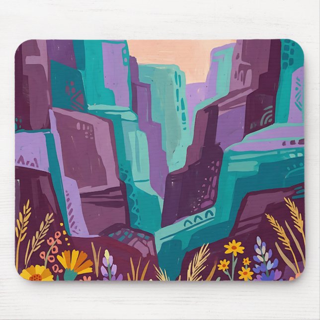 Mousepad Formação Rochosa Canyon Roxo Azul (Frente)