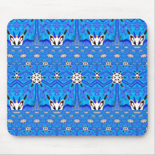 Mousepad formas brancas no mouasepad azul da grade