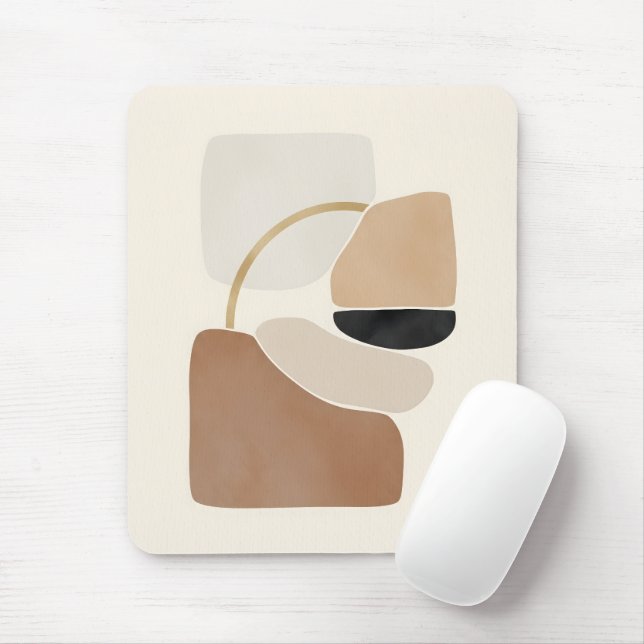 Mousepad Formas de Abstrato neutro | Mínimo de arte moderna (Com mouse)