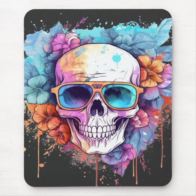 Mousepad Formas de Caveira Floral (Frente)
