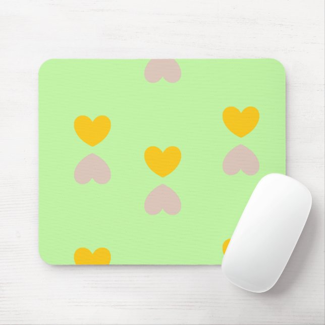 Mousepad Formas de coração em verde claro (Com mouse)