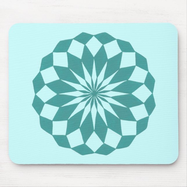 Mousepad Formas de Diamante em Turquesa Teal Mandala Mousep (Frente)