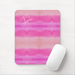 Mousepad Formas De Pastel De Cor De Água Rosa Monograma