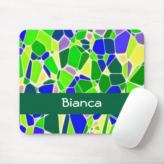 Mousepad Formas de pedra verde e azul (Com mouse)