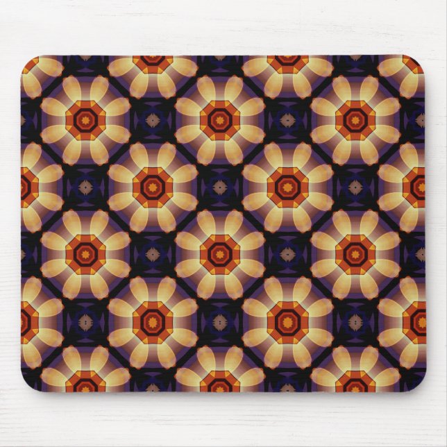 Mousepad Formas Geométricas Semelhantes a Flores em Dourado (Frente)