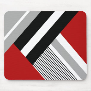 Mousepad Formas geométricas vermelhas, cinzas, brancas e pr