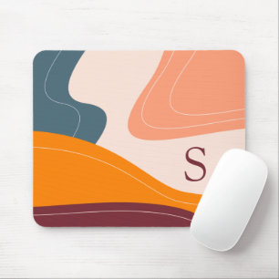 Mousepad Formas Orgânicas Abstratas Minimalistas Ondas Mono