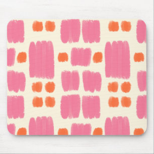 Mousepad Formas pintadas de rosa e laranja em um fundo crem