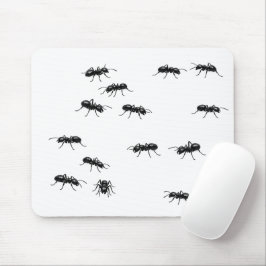 Mousepad Formigas Pretas em Branco