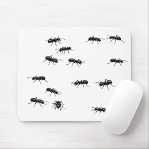 Mousepad Formigas Pretas em Branco