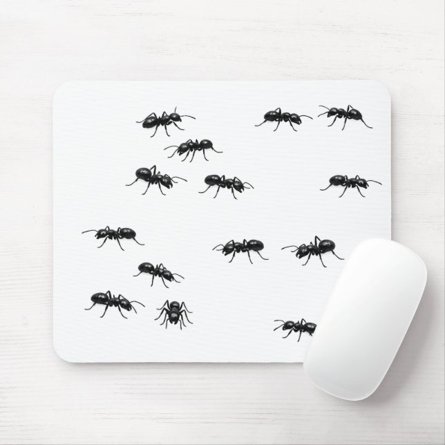 Mousepad Formigas Pretas em Branco (Com mouse)