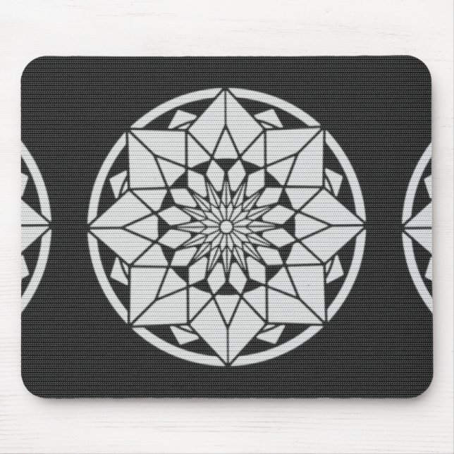 Mousepad Formigueiro de Star Mandala preto e branco (Frente)