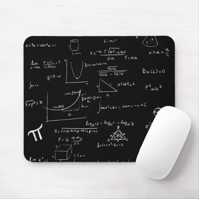 Mousepad Fórmulas Matemáticas Brancas e Cinzas Escuras de E (Com mouse)