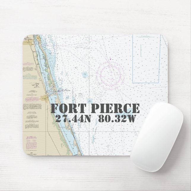 Mousepad Forte Náutica Pierce Florida Latitude Longitude (Com mouse)