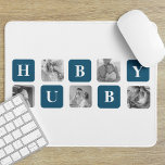 Mousepad Foto Azul de Colagem Moderna Melhor Hubby Nunca Pr<br><div class="desc">O "Modern Collage Photo Best Hubby Ever Gift" é um presente personalizado de fotos que mostra uma coleção de fotos com os melhores momentos compartilhados entre você e seu amado marido. Esta versão em particular apresenta um tema azul, fazer e adição contemporânea a qualquer decoração.Este presente é perfeito para ocasiões...</div>