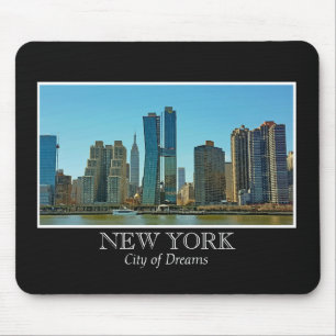 Mousepad Foto branca do quadro do preto da skyline de New