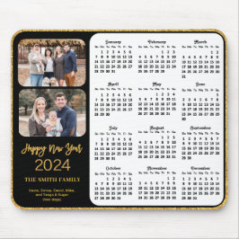 Mousepad Foto da família Calendar Dourado Script 2 Preto 20