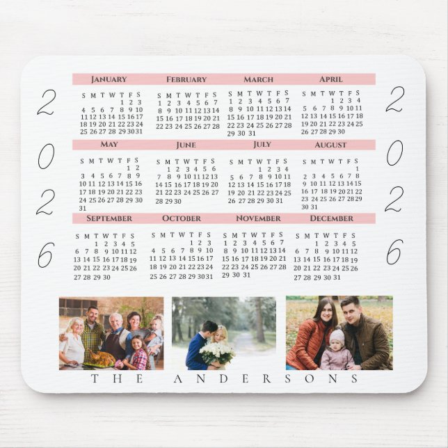 Mousepad Foto da família de calendário multicamadas 2021 (Frente)