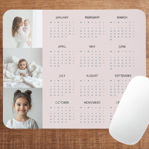 Mousepad Foto da Família de Calendários Personalizada Pink 
