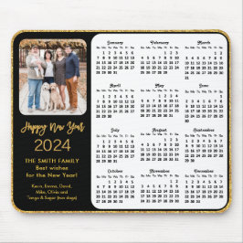 Mousepad Foto da família Glitter Dourada Preta do Calendári