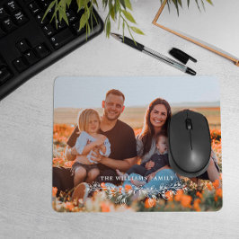 Mousepad Foto da família White Half Wreath Overlay