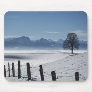 Mousepad Foto da Paisagem do Campo de Inverno de Snowy