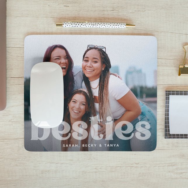 Mousepad Foto da Tipografia Trendy Overlay Bestie (Criador carregado)