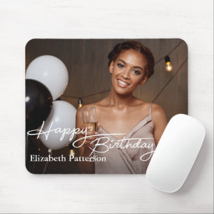 Mousepad Foto de aniversário feliz clássico