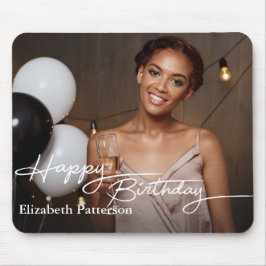 Mousepad Foto de aniversário feliz clássico