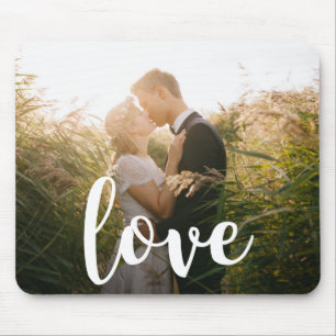 Mousepad Foto De Casamento Com Tipografia Branca Elegante