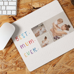 Mousepad Foto de Colagem Moderna e Melhor Mãe Colorida Nunc