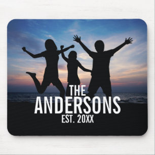Mousepad Foto de família personalizada com nome de famíli