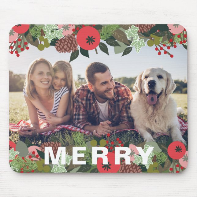 Mousepad Foto de Feriado de Feliz Botânica de Natal (Frente)