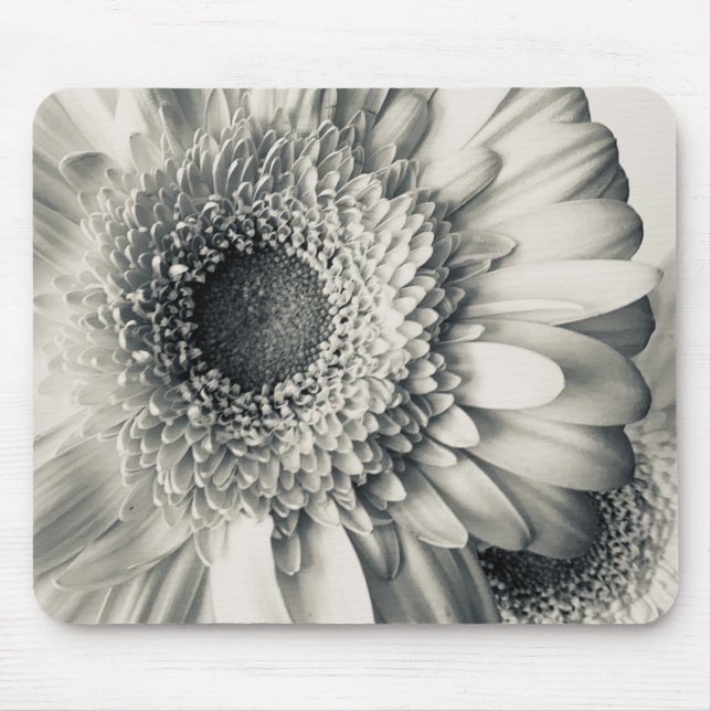 Mousepad Foto de flor de margarida preta e branca (Frente)