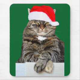 Mousepad Foto de Humbug de Cat Natal com Santa Hat