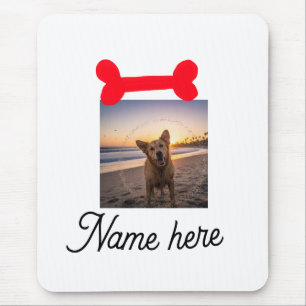 Mousepad Foto de osso de cachorro vermelho presente de cach