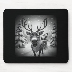 Mousepad Foto de Rena Divertida com Papai Noel Feliz Natal 