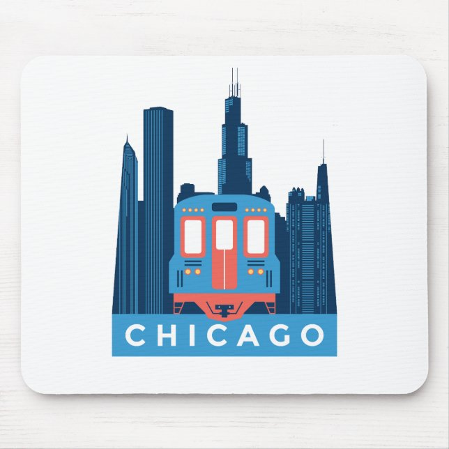 Mousepad Foto de Viagens vintage Skyline Chicago (Frente)