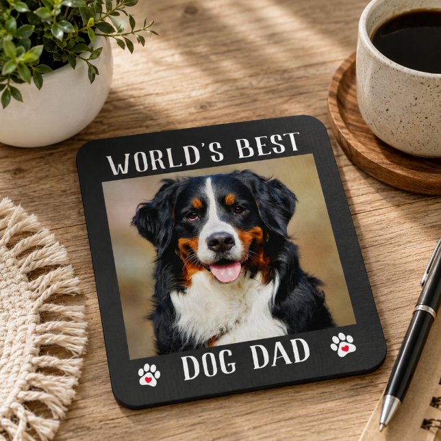 Mousepad Foto do Animal de Estimação com Pegadas do Melhor  (World's Best Dog Dad Paw Prints Pet Photo Mouse Pad)