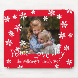 Mousepad Foto do Ano Branco Floco de Neve Vermelho da Famíl