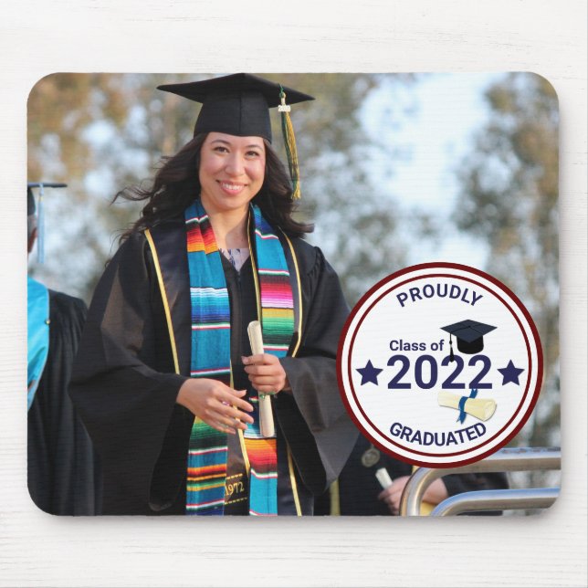 Mousepad Foto do dia de graduação com ano (Frente)
