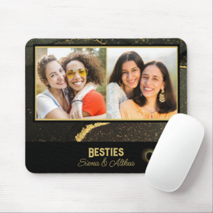 Mousepad Foto do melhor amigo negro e Dourado moderno