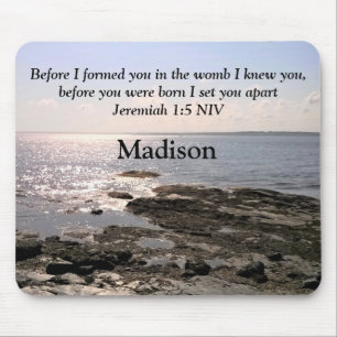 Mousepad Foto do Oceano com Jeremiah 1:5 Deus o conhecia
