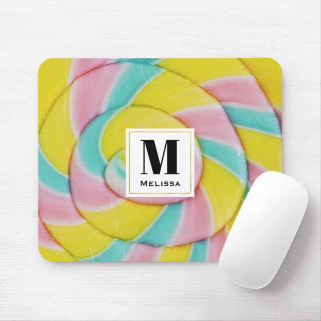Mousepad Foto do Pastel Rainbow Spiral Candy (Com mouse)