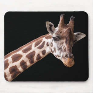 Mousepad Foto do Retrato Girafa em Preto