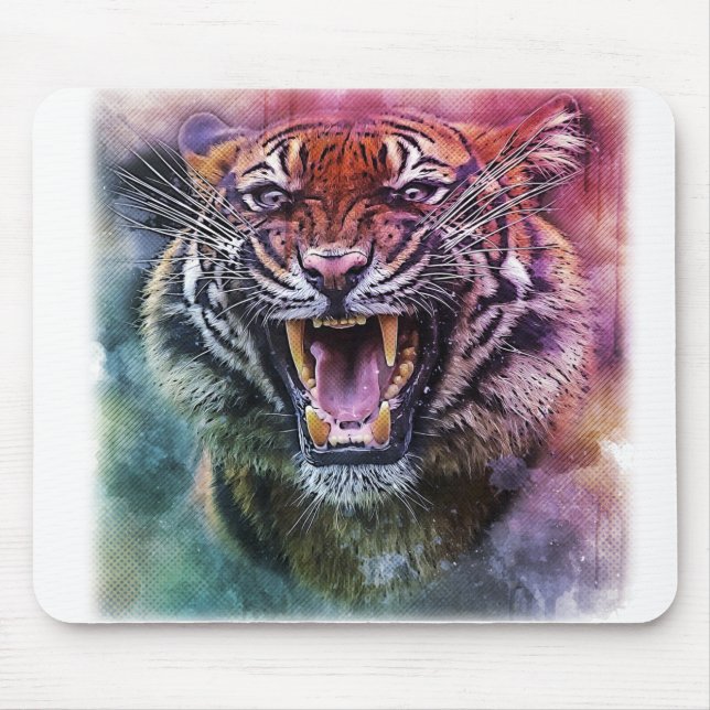 Mousepad Foto Do Rosto De Tigre Bengala Belo Crescendo (Frente)